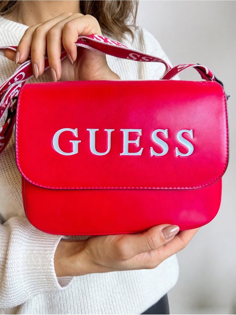GUESS Bright Pink Logo Crossbody Bag